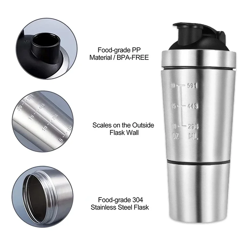 Stainless Steel Protein Shaker - Nutrition Sports Fitness ulasan dan harga