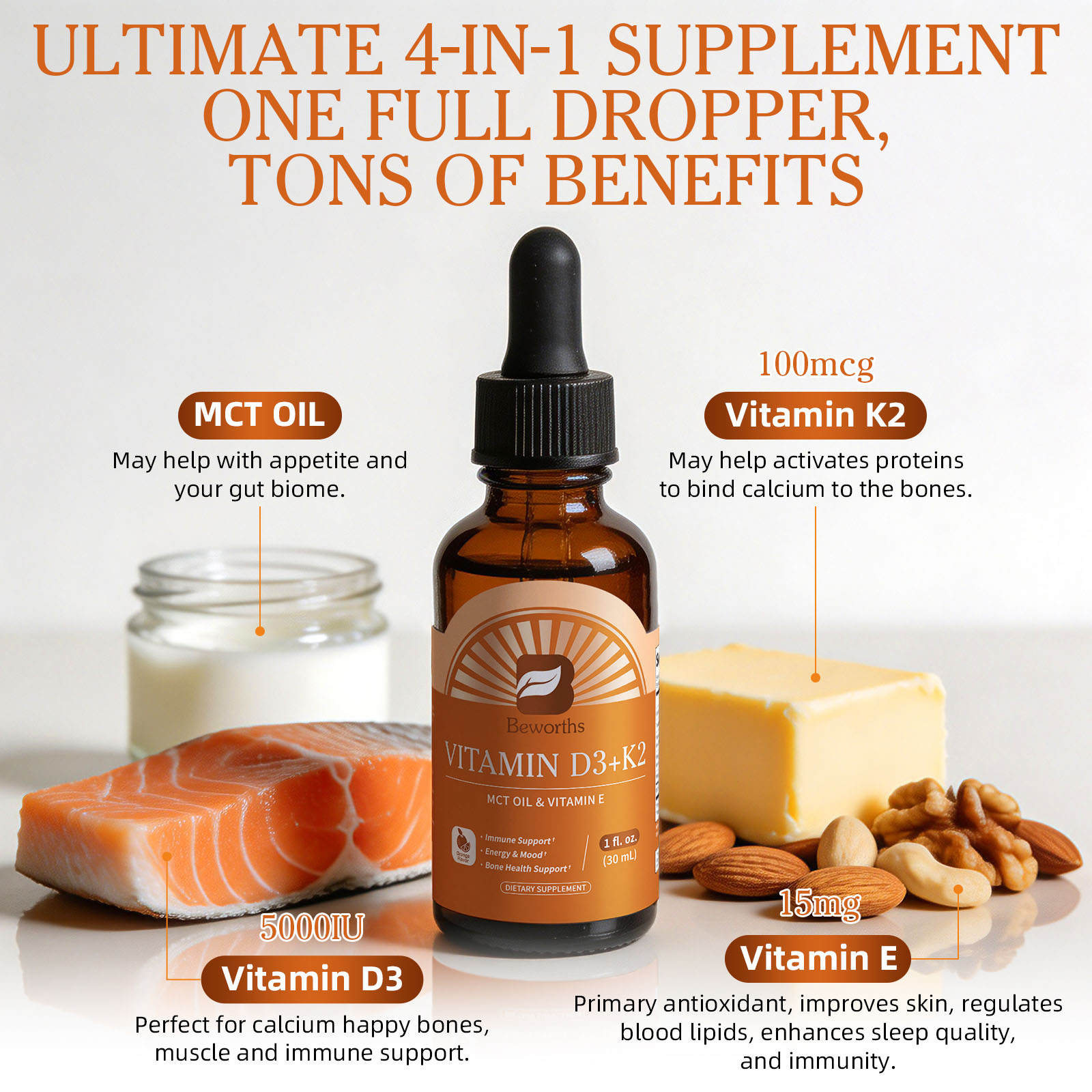 BEWORTHS 30ML Vitamin D3 & K2  - Vitamin D3 K2 Drop ulasan dan harga