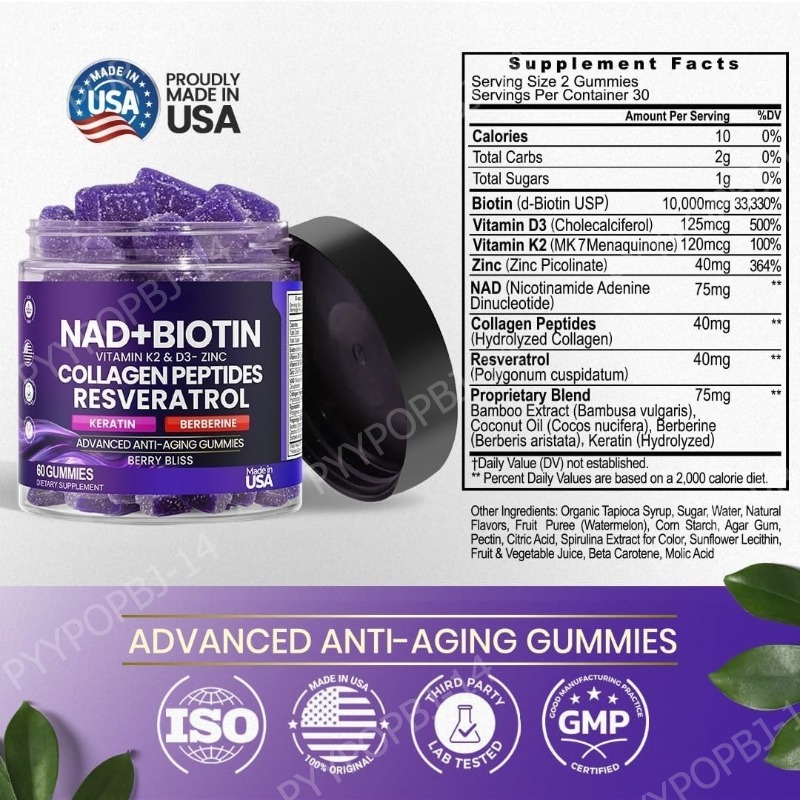 Biotin Collagen Gummies with N - Vitamin D3 K2 Drop ulasan dan harga