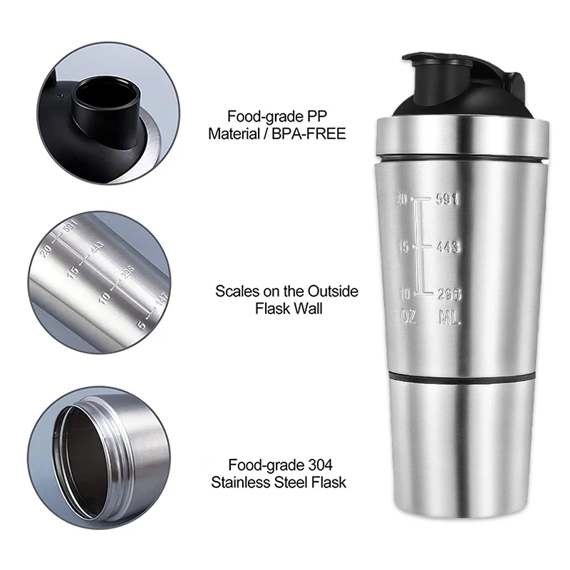 Stainless Steel Protein Shaker - Nutrition Sports Fitness ulasan dan harga