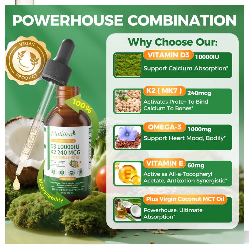 Mulittea Vitamin K2+D3 60ml Dr - Vitamin D3 K2 Drop ulasan dan harga