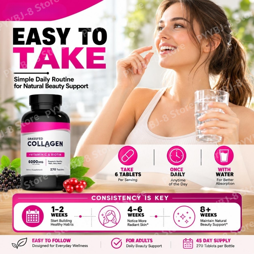 Collagen Tablets 6000mg with V - Collagen Peptide Powder ulasan dan harga