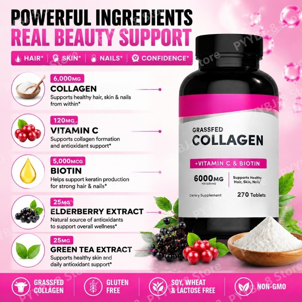 Collagen Tablets 6000mg with V - Collagen Peptide Powder ulasan dan harga