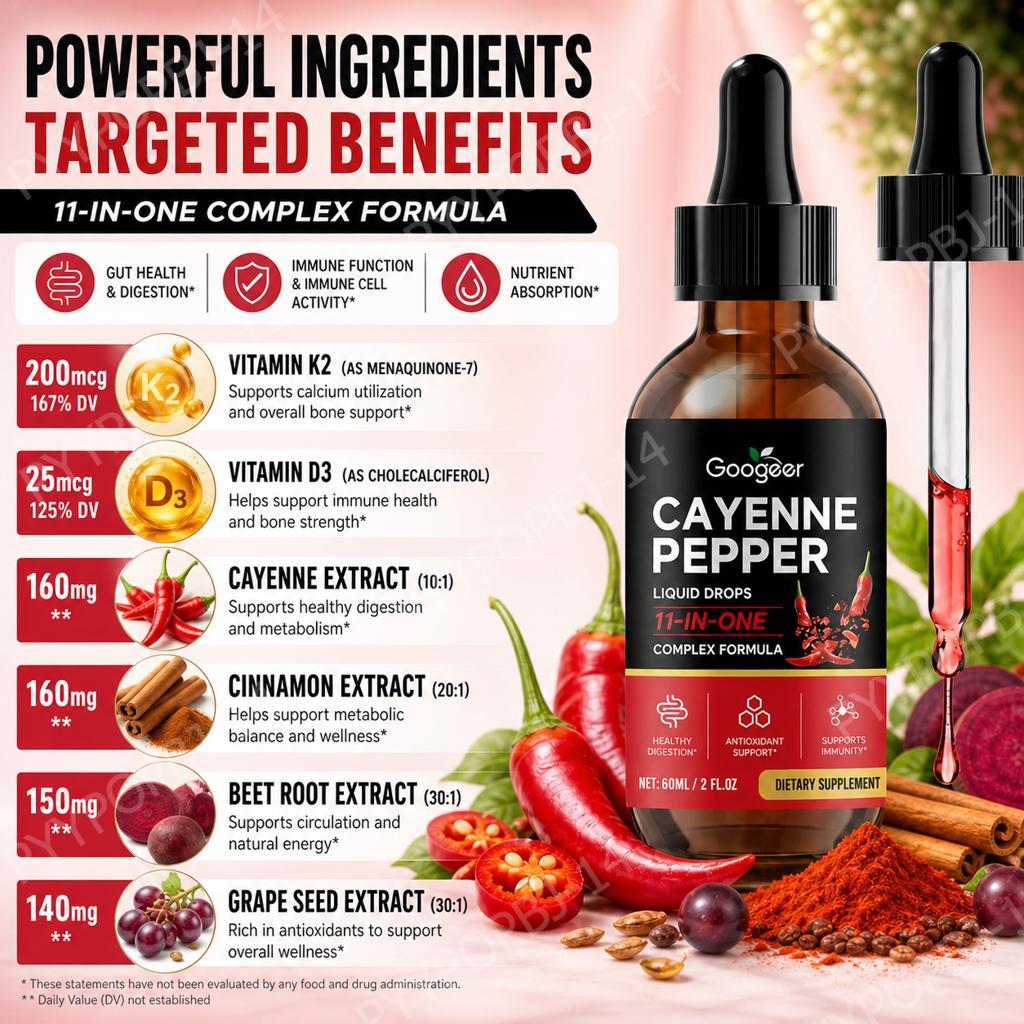 Googeer Cayenne Pepper Liquid  - Vitamin D3 K2 Drop ulasan dan harga